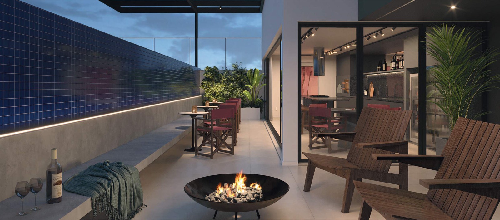 Terraço com lareira